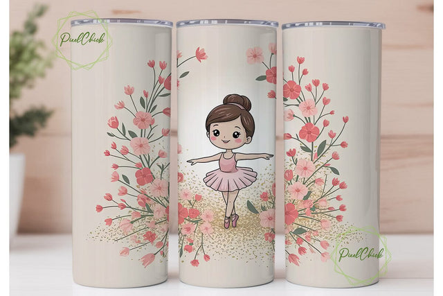 Cute BalleTHSP 20oz Tumbler Wrap Sublimation PixelChick 