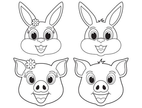 Cute Barnyard Animal Coloring Pages | Farm Digital Pattern Captain Creative 