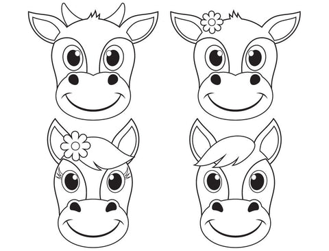 Cute Barnyard Animal Coloring Pages | Farm Digital Pattern Captain Creative 