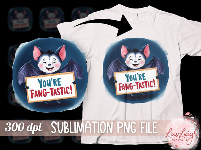 Cute Bat Halloween You're Fang-tastic Sublimation PNG Sublimation Luvleigh Digitals 