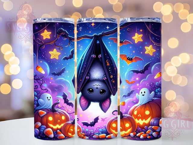 Cute Bat Pumpkin Halloween Tumbler, Halloween Pumpkin, Funny Halloween, 20Oz Tumbler Wrap, Sublimation Drinkware, Spooky Animal, Creepy Cute Sublimation SvggirlplusArt 