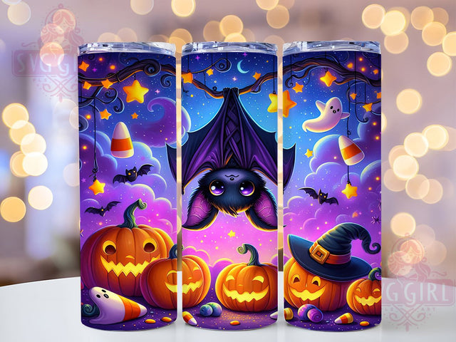 Cute Bat Pumpkin Halloween Tumbler, Halloween Pumpkin, Funny Halloween, 20Oz Tumbler Wrap, Sublimation Drinkware, Spooky Animal, Creepy Cute Sublimation SvggirlplusArt 