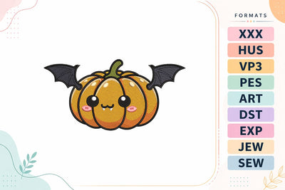 Cute Bat Wing Pumpkin Halloween Embroidery Design Embroidery/Applique DESIGNS sg embroidery 