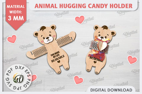Cute Bear Candy Holder Laser Cut. Valentines Gift SVG SVG Evgenyia Guschina 