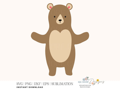 Cute Bear Cut File SVG Aja Nicole Designs 