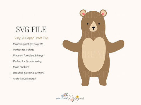 Cute Bear Cut File SVG Aja Nicole Designs 