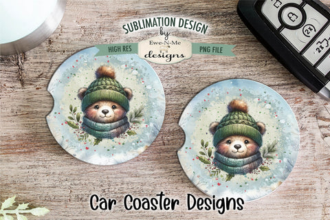Cute Bear In Winter Hat Wind Spinner Sublimation Design Sublimation Ewe-N-Me Designs 
