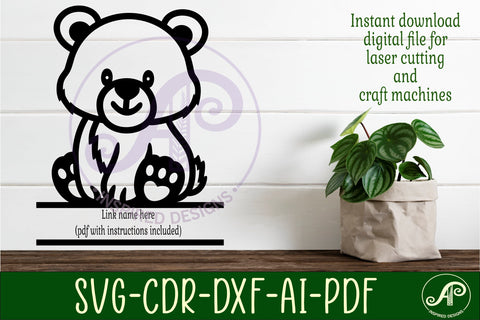 Cute bear personalized name sign laser cut SVG APInspireddesigns 