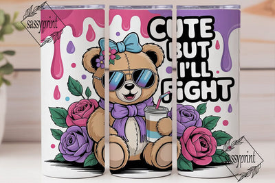 Cute Bear with Iced Coffee 20oz Tumbler Sublimation sassyprint 