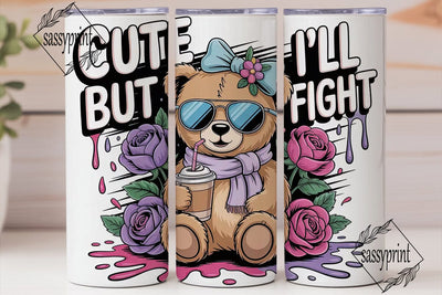 Cute Bear with Iced Coffee 20oz Tumbler Sublimation sassyprint 