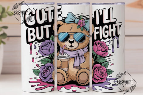 Cute Bear with Iced Coffee 20oz Tumbler Sublimation sassyprint 