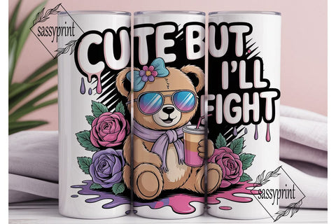 Cute Bear with Iced Coffee 20oz Tumbler Sublimation sassyprint 