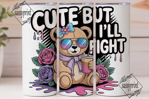 Cute Bear with Iced Coffee 20oz Tumbler Sublimation sassyprint 