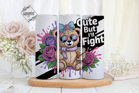 Cute Bear with Iced Coffee 20oz Tumbler Sublimation sassyprint 