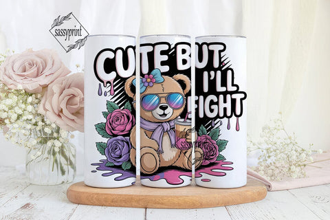 Cute Bear with Iced Coffee 20oz Tumbler Sublimation sassyprint 