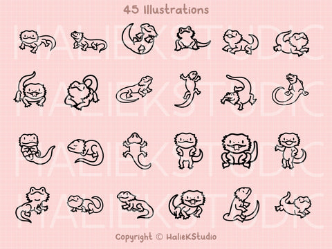 Cute Bearded Dragons SVG Design Set SVG HalieKStudio 