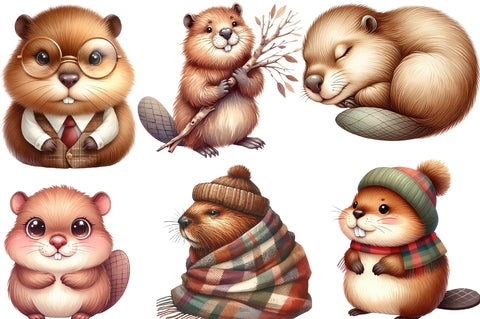 Cute Beaver Clipart's, Woodland Animals Sublimation SVGista 