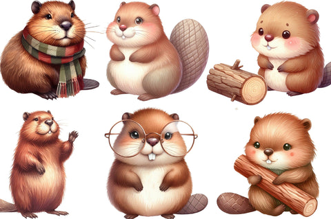 Cute Beaver Clipart's, Woodland Animals Sublimation SVGista 