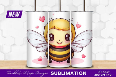 Cute bee cartoon illustration with hearts Sublimation Regulrcrative 