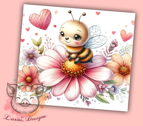 Cute Bee Floral 20 oz Skinny Tumbler Sublimation Design, Straight & Tapered Tumbler Png, Spring Flowers Tumbler Png, Digital Download PNG Sublimation Lara' s Designs 