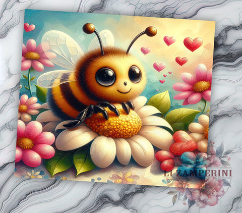 Cute Bee Flower 20oz Tumbler Wrap PNG, Cute Bee Tumbler PNG Sublimation Design, Straight & Tapered Tumbler Wrap, Instant Digital Download Sublimation Li Zamperini 