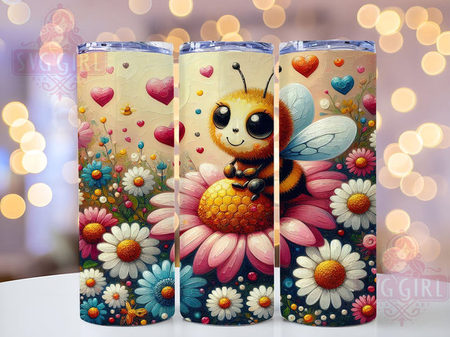 Cute Bee Flower 20oz Tumbler Wrap Sublimation Design, Straight Tapered Tumbler Wrap, Spring Tumbler Png, Instant Digital Download Sublimation SvggirlplusArt 