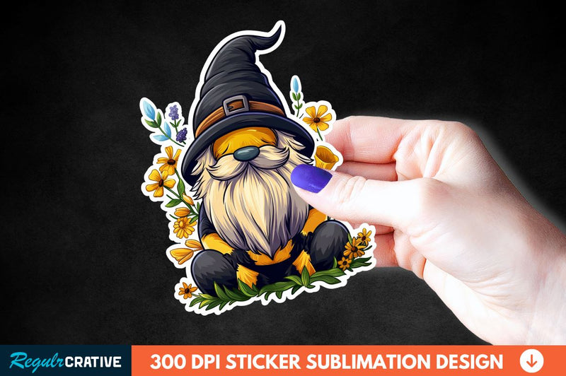 Cute Bee Gnome Printable Sticker Clipart Sublimation Regulrcrative 