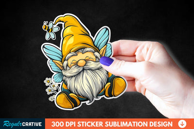 Cute Bee Gnome Printable Sticker Clipart Sublimation Regulrcrative 