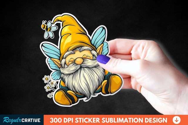 Cute Bee Gnome Printable Sticker Clipart Sublimation Regulrcrative 