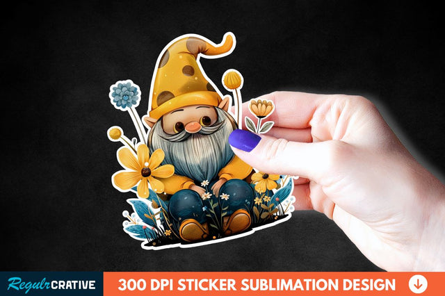 Cute Bee Gnome Printable Sticker Clipart Sublimation Regulrcrative 