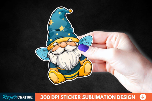 Cute Bee Gnome Printable Sticker Clipart Sublimation Regulrcrative 