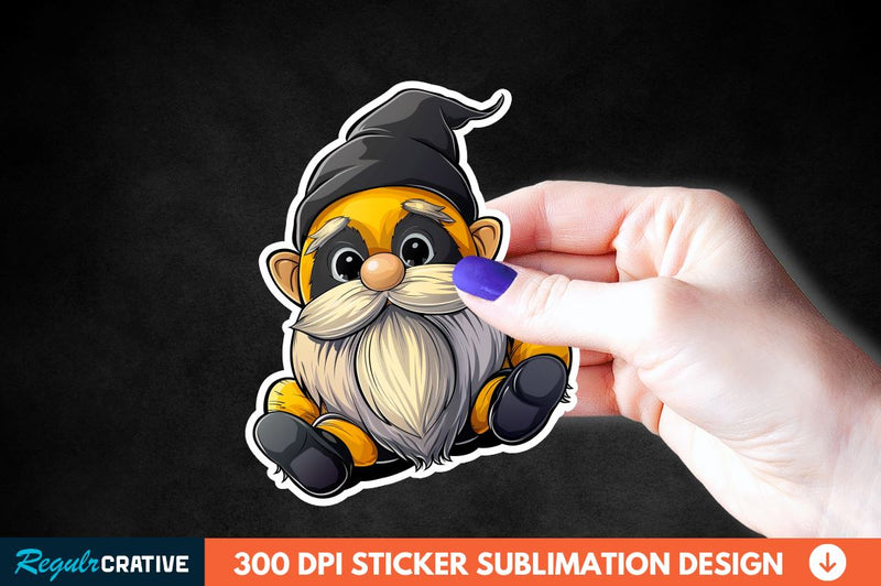 Cute Bee Gnome Printable Sticker Clipart Sublimation Regulrcrative 