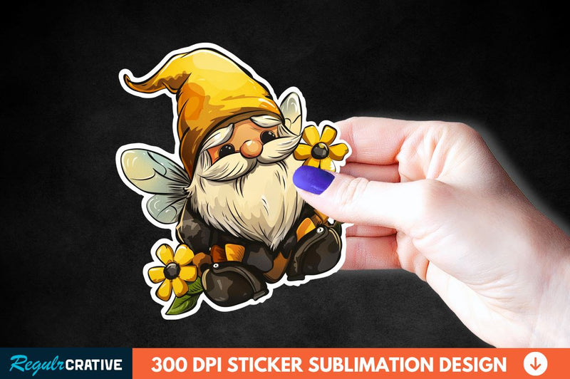 Cute Bee Gnome Printable Sticker Clipart Sublimation Regulrcrative 