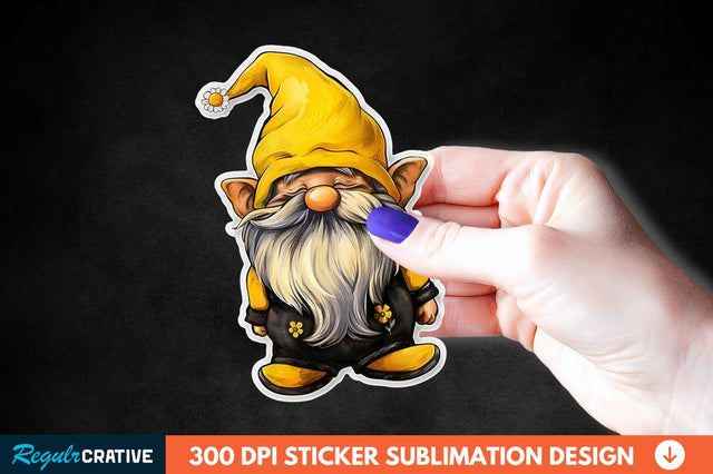 Cute Bee Gnome Printable Sticker Clipart Sublimation Regulrcrative 
