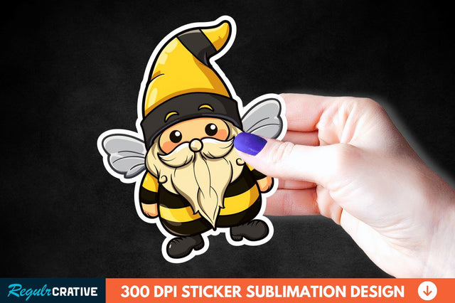 Cute Bee Gnome Printable Sticker Clipart Sublimation Regulrcrative 