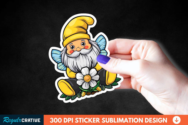 Cute Bee Gnome Printable Sticker Clipart Sublimation Regulrcrative 