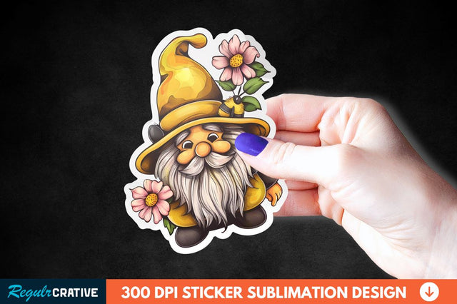Cute Bee Gnome Printable Sticker Clipart Sublimation Regulrcrative 