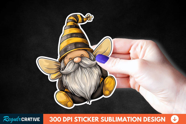 Cute Bee Gnome Printable Sticker Clipart Sublimation Regulrcrative 