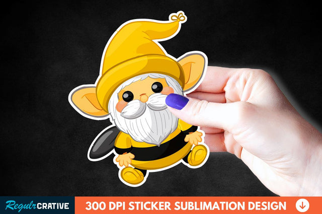 Cute Bee Gnome Printable Sticker Clipart Sublimation Regulrcrative 