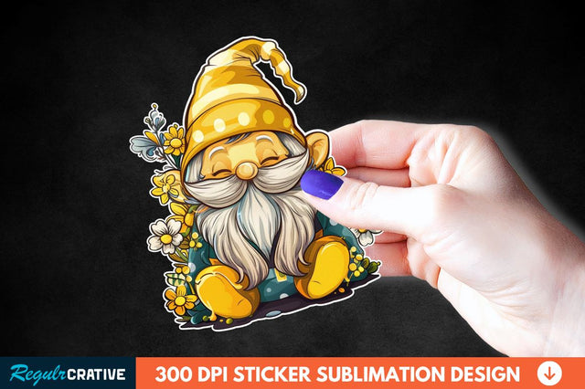 Cute Bee Gnome Printable Sticker Clipart Sublimation Regulrcrative 