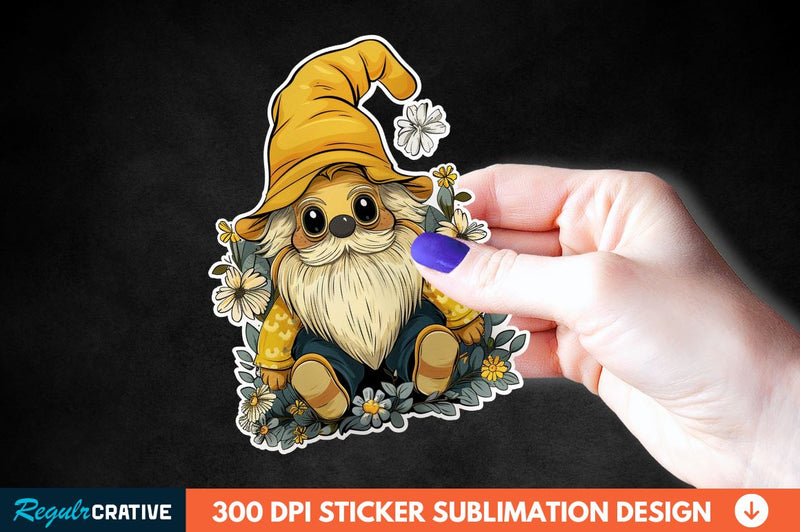 Cute Bee Gnome Printable Sticker Clipart Sublimation Regulrcrative 