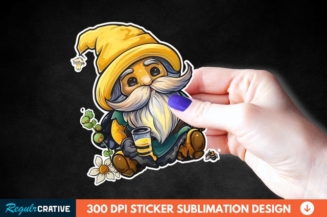 Cute Bee Gnome Printable Sticker Clipart Sublimation Regulrcrative 
