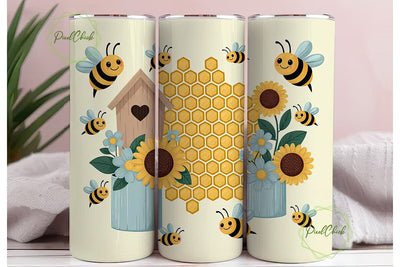 Cute Bee Honeycomb 20oz Tumbler Wrap Sublimation PixelChick 
