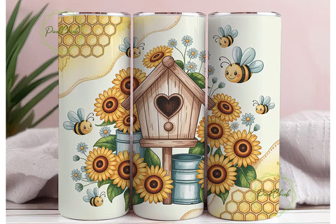 Cute Bee Honeycomb 20oz Tumbler Wrap Sublimation PixelChick 
