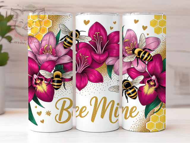 Cute Bee Mine Valentine Tumbler, Bumblebee Valentine Wrap, Cute Bee Cup, Romantic Sublimation Design, Valentine Gift Tumbler, Sweet Bumblebee Wrap, Adorable Bee Cup Sublimation Lara' s Designs 