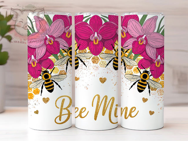 Cute Bee Mine Valentine Tumbler, Bumblebee Valentine Wrap, Cute Bee Cup, Romantic Sublimation Design, Valentine Gift Tumbler, Sweet Bumblebee Wrap, Adorable Bee Cup Sublimation Lara' s Designs 