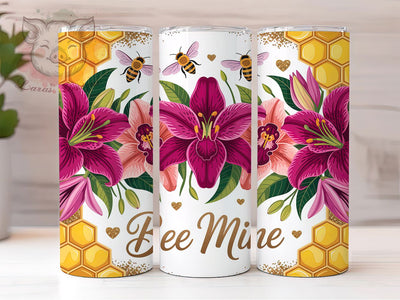 Cute Bee Mine Valentine Tumbler, Bumblebee Valentine Wrap, Cute Bee Cup, Romantic Sublimation Design, Valentine Gift Tumbler, Sweet Bumblebee Wrap, Adorable Bee Cup Sublimation Lara' s Designs 