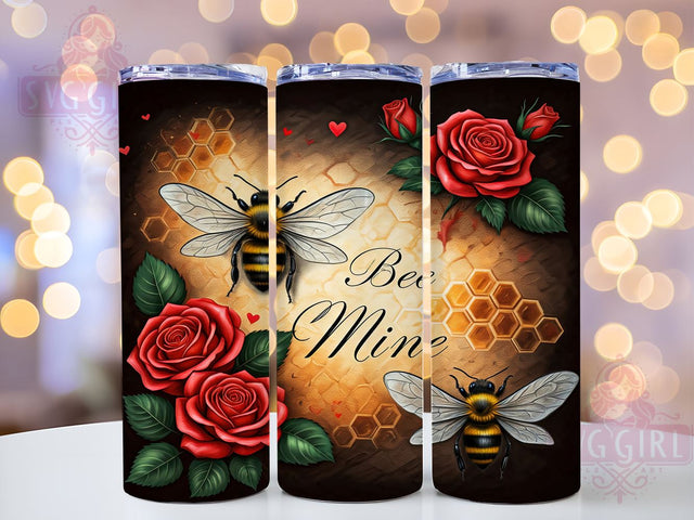 Cute Bee Mine Valentines Day Tumbler, Bee Mine Tumbler, Bumblebee Hearts Design, Valentines Day Decor, 20oz Tumbler Wrap, Cute Bee Gift, Personalized Valentine Mug, Sweetheart Tumbler Sublimation SvggirlplusArt 