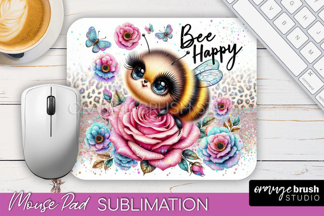 Cute Bee Mouse Pad, Inspirational Quote Sublimation Mousepad Sublimation OrangeBrushStudio 