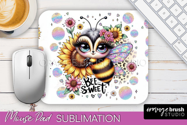 Cute Bee Mouse Pad, Inspirational Quote Sublimation Mousepad Sublimation OrangeBrushStudio 